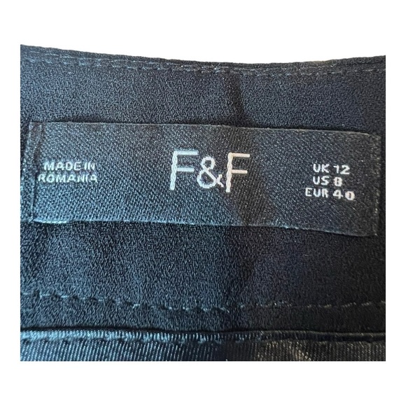 F&F Black White Contrast Stitch Wide Leg Culotte Crop Pants Womens Size 8 - Picture 9 of 14